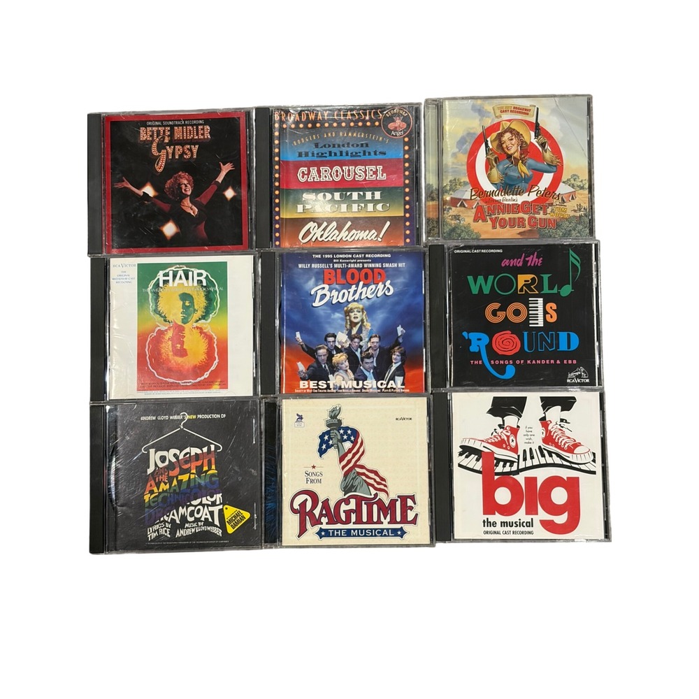 Broadway Musical Soundtrack CD Lot 9 Ragtime Hair Gypsy Annie Get Your Gun Big